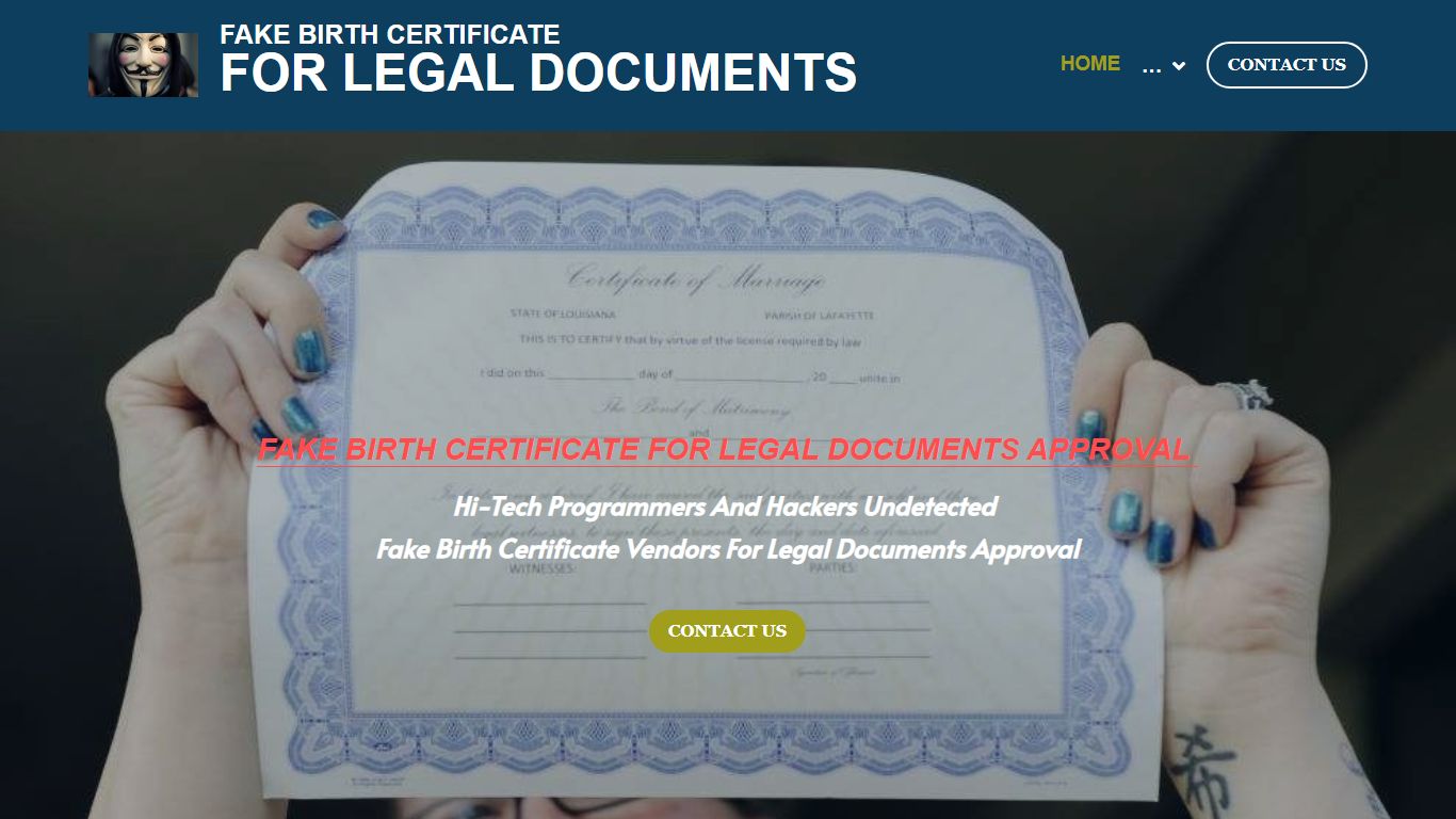 Fake Birth Certificate For Legal Documents Approval